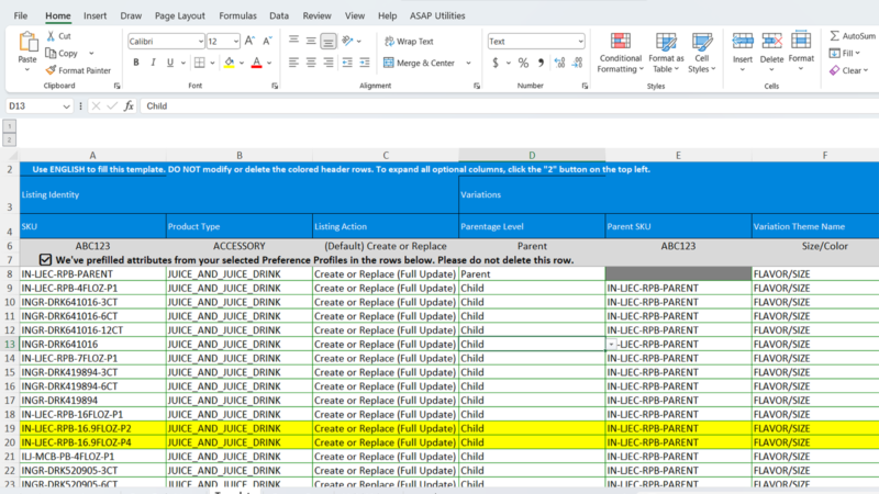 amazon listing via flat file